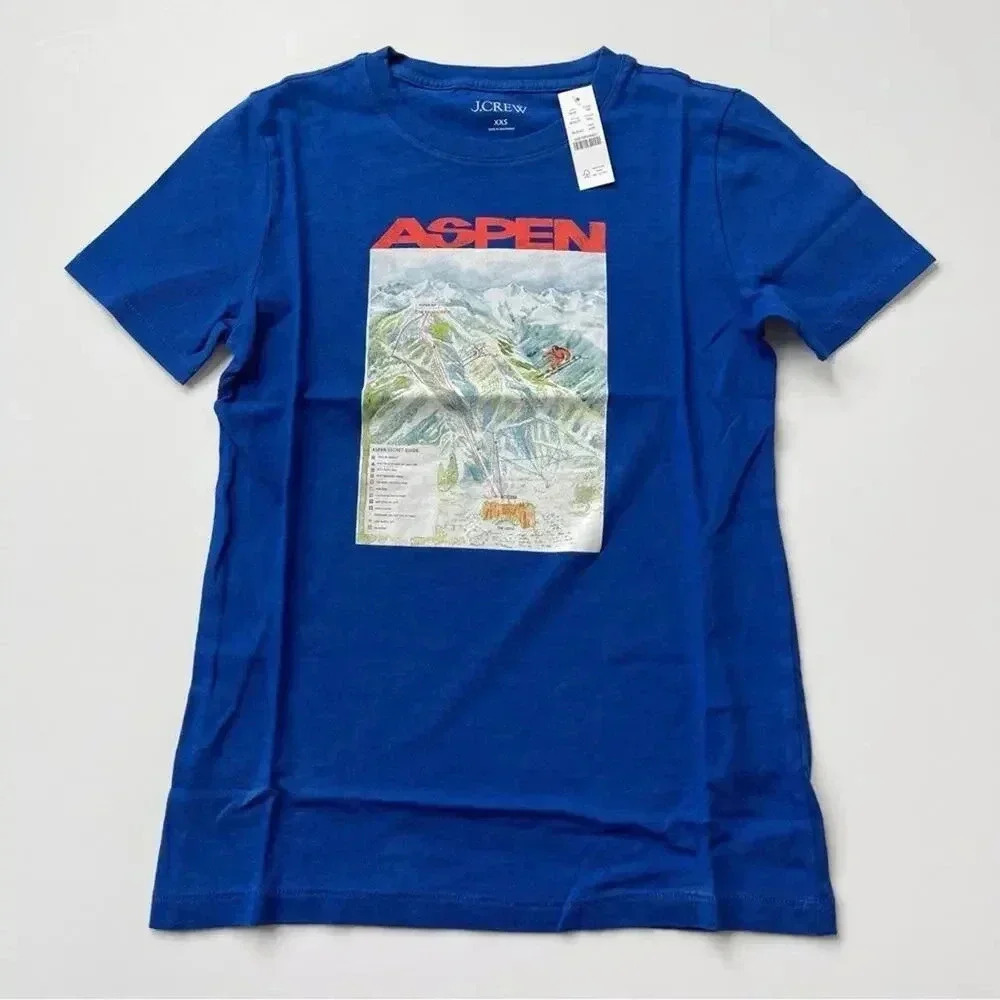 J. Crew Aspen Ski Broken in Jersey T-shirt après Ski Royal Blue Size XXS NWT - Picture 4 of 4